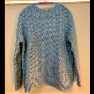Cozy Powder Blue Relaxed Shoulder Sweater